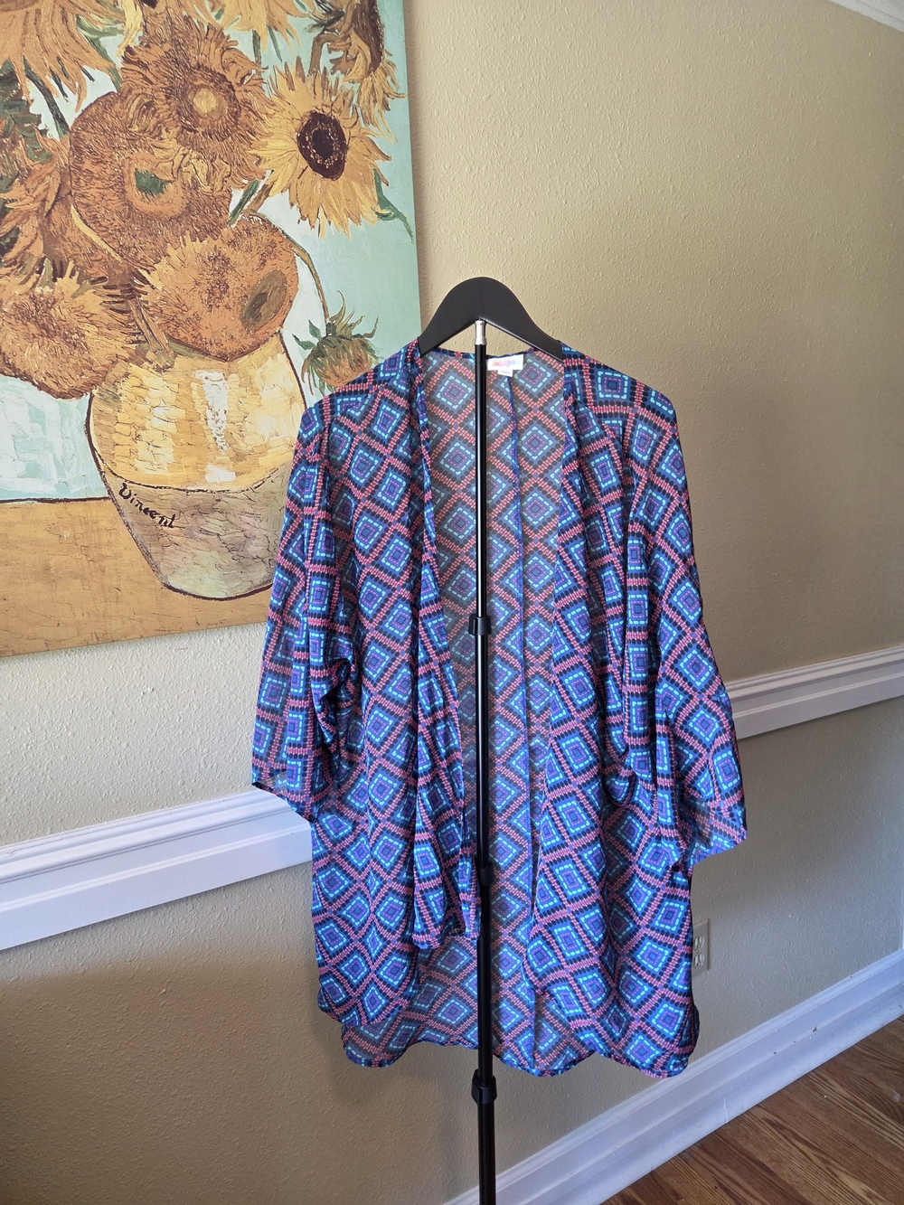 LuLaRoe Open Front Kimono in Geometric Print